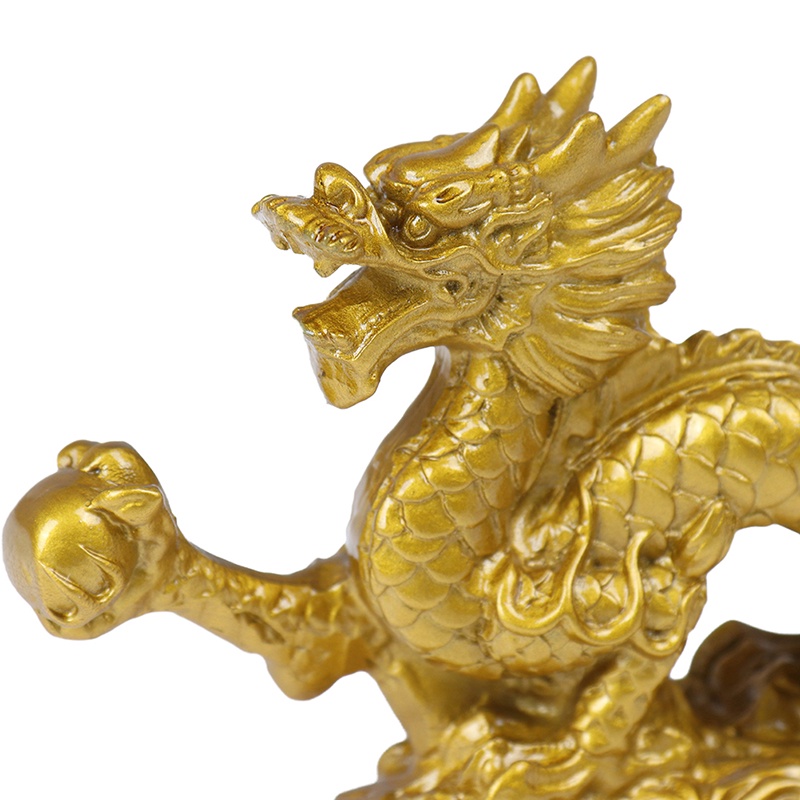 Ornamen Patung Naga Zodiak Cina Warna Emas Untuk Rumah