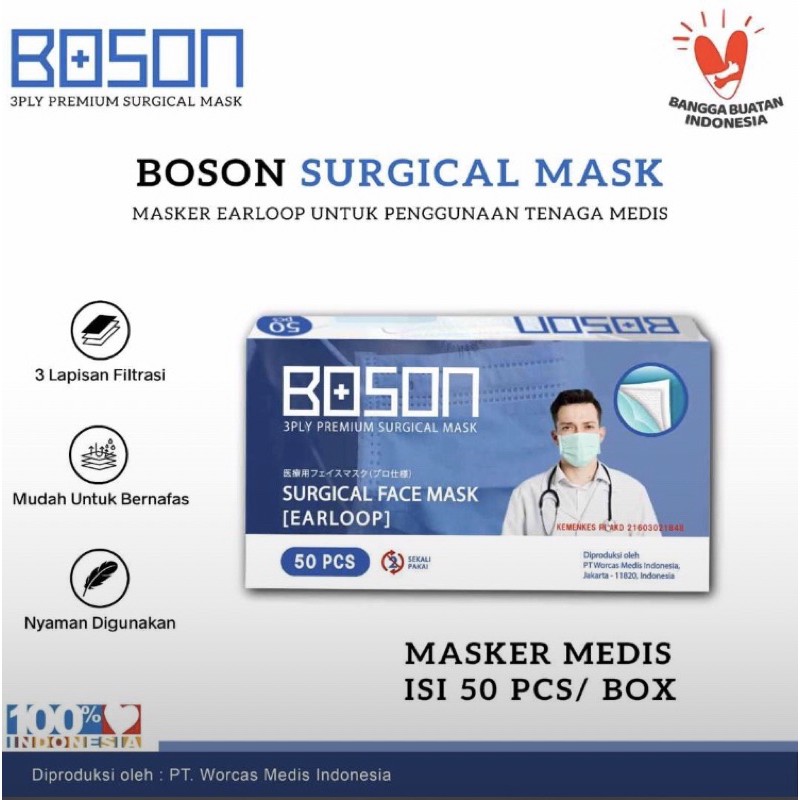 Masker Boson Premium 3 PLY Medis/Surgical.