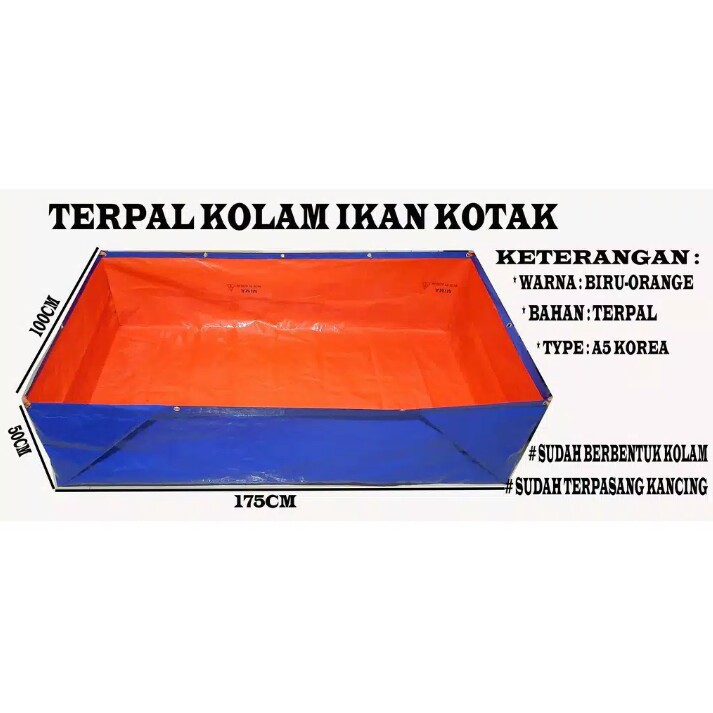 TERPAL KOLAM IKAN LELE UK 175X100X50 A5 KOREA SANGAT COCOK BUAT TERNAK IKAN LELE IKAN NILA HIAS KOI