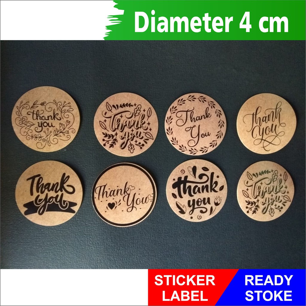 

READY 4cm Sticker Kraft Thank You, Sticker Terimakasih, Sticker Label, Sticker Custom Murah