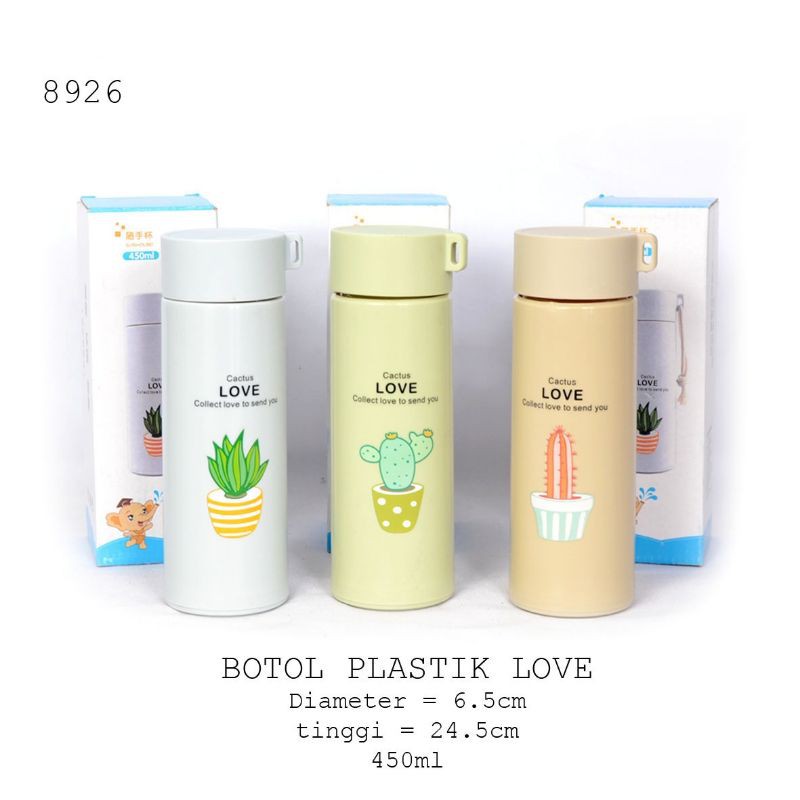 BOTOL MINUM PLASTIK LOVE 8926