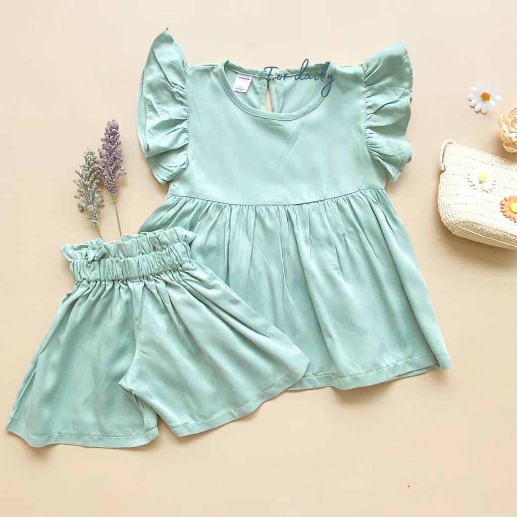 VS - Set Bonia Anak Perempuan - Set Baju Anak Perempuan Lucu / Setelan Baju Anak Perempuan Dress Celana Pendek 1-5 thn