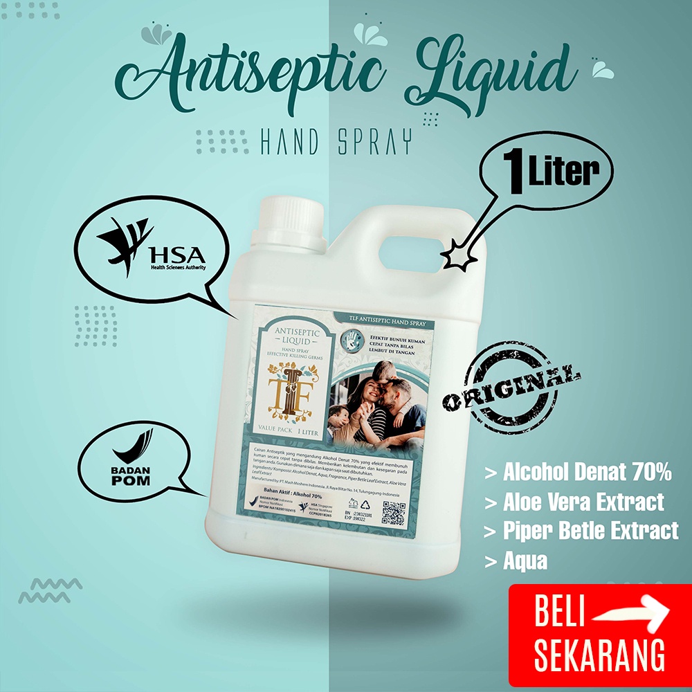 Hand Sanitizer 1 liter Antiseptic Cair Wangi & Botol Fliptop 60ml/ Tebal/ Import/ HandGel/ Antis