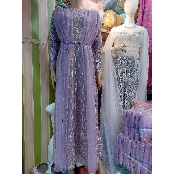 dress tile mutiara fayet /kebaya wisuda/gamis modern terbaru