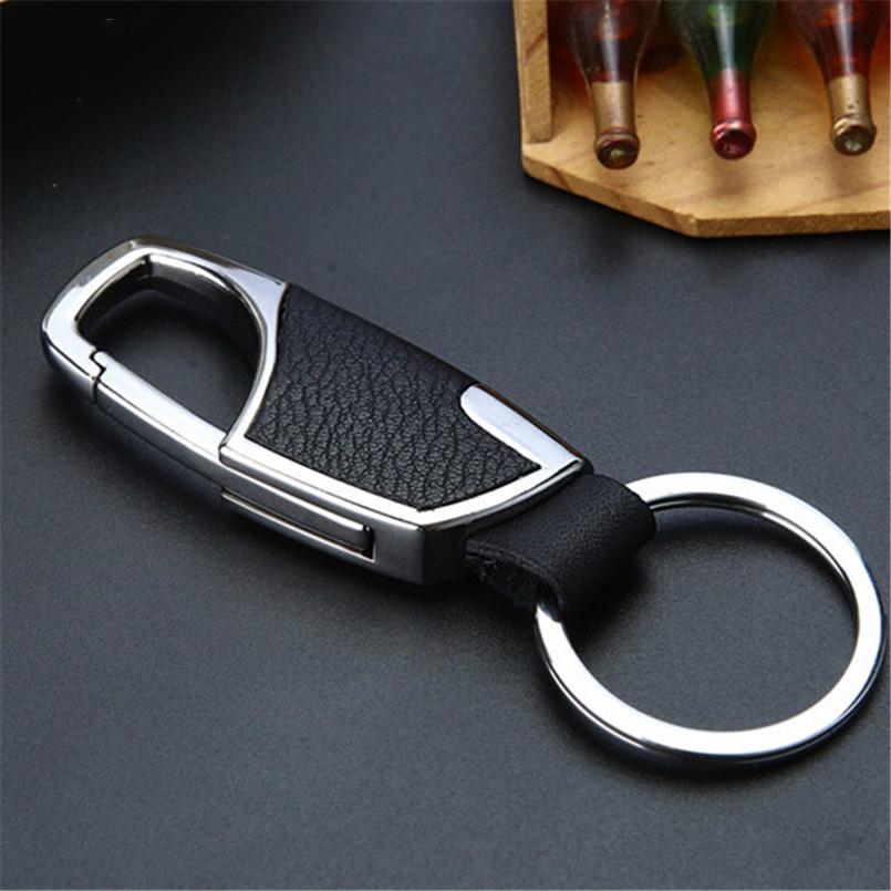 Gantungan Kunci Kulit Mobil Stainless Steel Metal Keyring Man Women Remote Gantungan Kunci Mobil Gaya Bisnis Keyhold