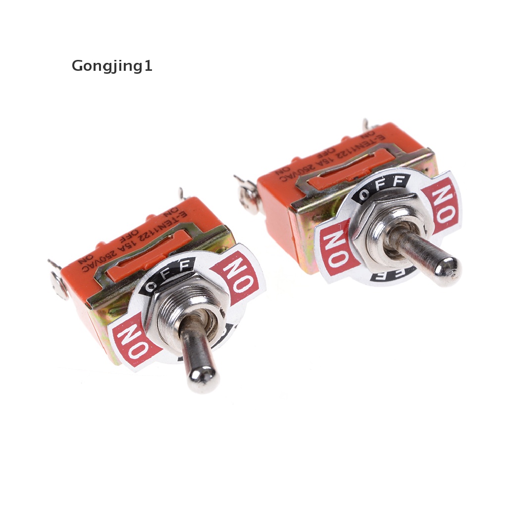 Gongjing1 Saklar Toggle Pengunci 3 Terminal SPDT 250V 15A ON-OFF Warna Oranye