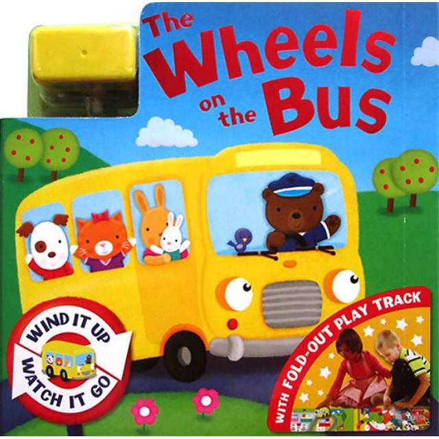 The Wheels on the Bus Board Book with Fold-Out Play Track / busy board book / wind up toy / fold out