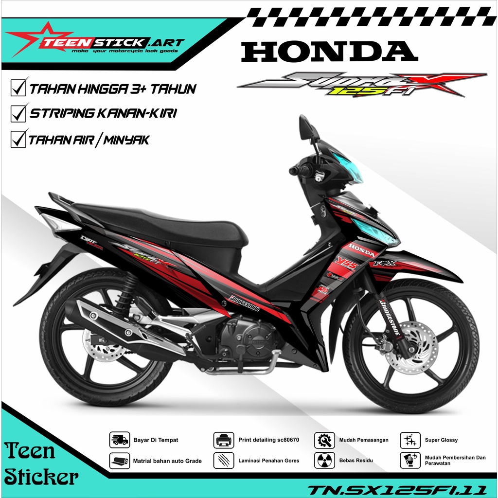 Striping SUPRA X 125 FI- Striping  Variasi  Hologram Chrome Vynil UV Transparant HONDA SUPRA X 125 F