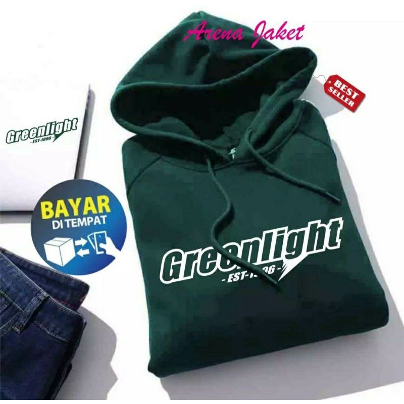 TERMURAH !! COD Jaket Sweater Hoodie Pria Distro GREENLIGHT Original Big Size Jumbo M - XXL