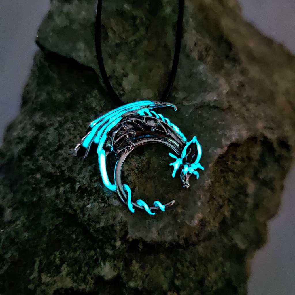 Kalung Dengan Liontin Naga Luminous Gaya Hip Hop Untuk Pria