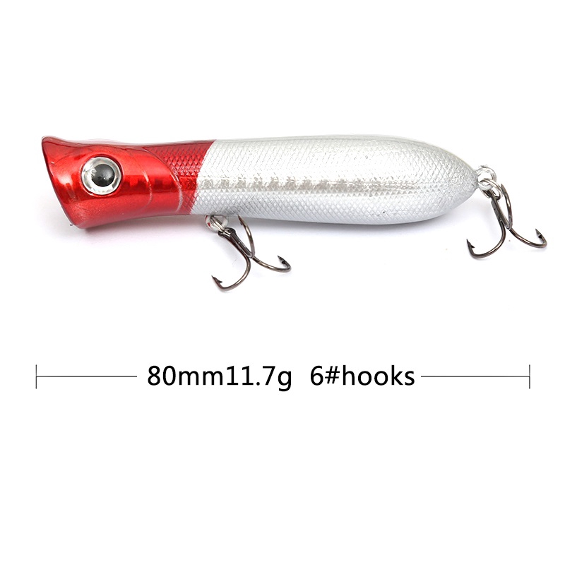 10Pcs Popper Fishing Lure 8cm/11.7g Swimbait Umpan Pancing Swimbait Ikan Bass Bait Minnow Floating