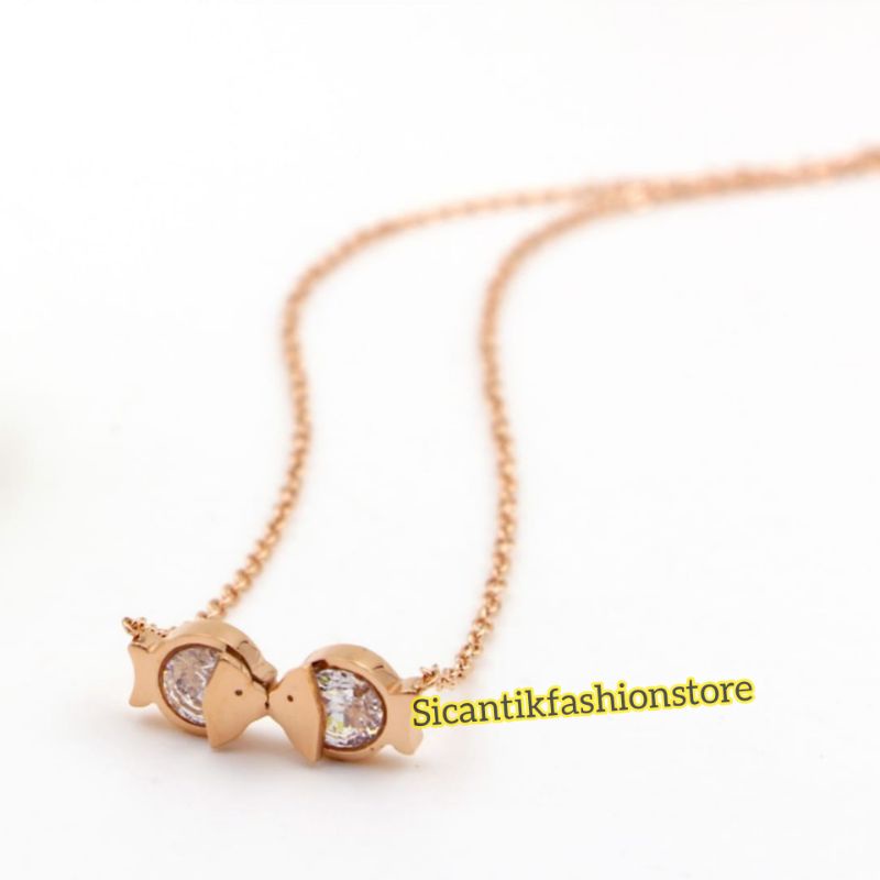 Kalung Wanita Rose Gold Kalung Titanium Wanita Terlaris Anti Karat Perhiasan Wanita Terlaris Elegan