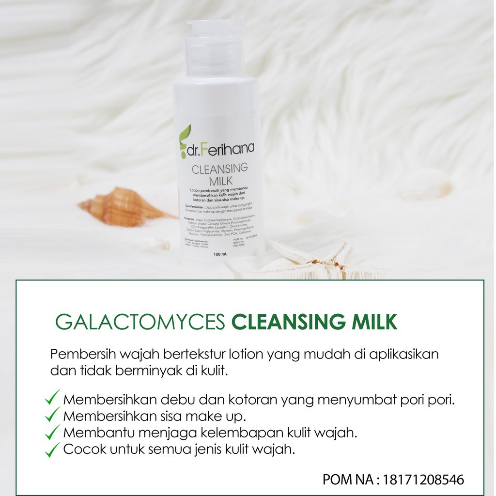 Galactomyces Cleanser Milk With Olive All Skin dr. Ferihana Cosmetics &amp; Skincare Merupakan Susu Pembersih Wajah yang bisa digunakan untuk Semua Jenis Kulit