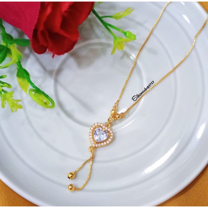 KALUNG LOVE PERMATA PUTIH ZIRCON  LAPIS EMAS18K MODIS ANTI LUNTUR ANTI KARAT