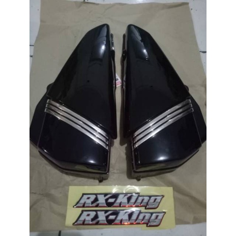 Cover Box Aki Rx King Set List Chrome Hitam Merk Strong