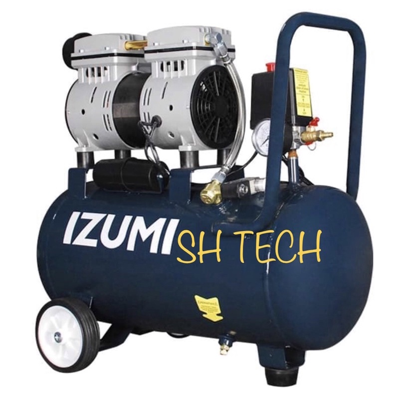 COMPRESSOR OIL LESS IZUMI 1 HP 1 PK 24 L SILENT KOMPRESOR TANPA OLI 1024