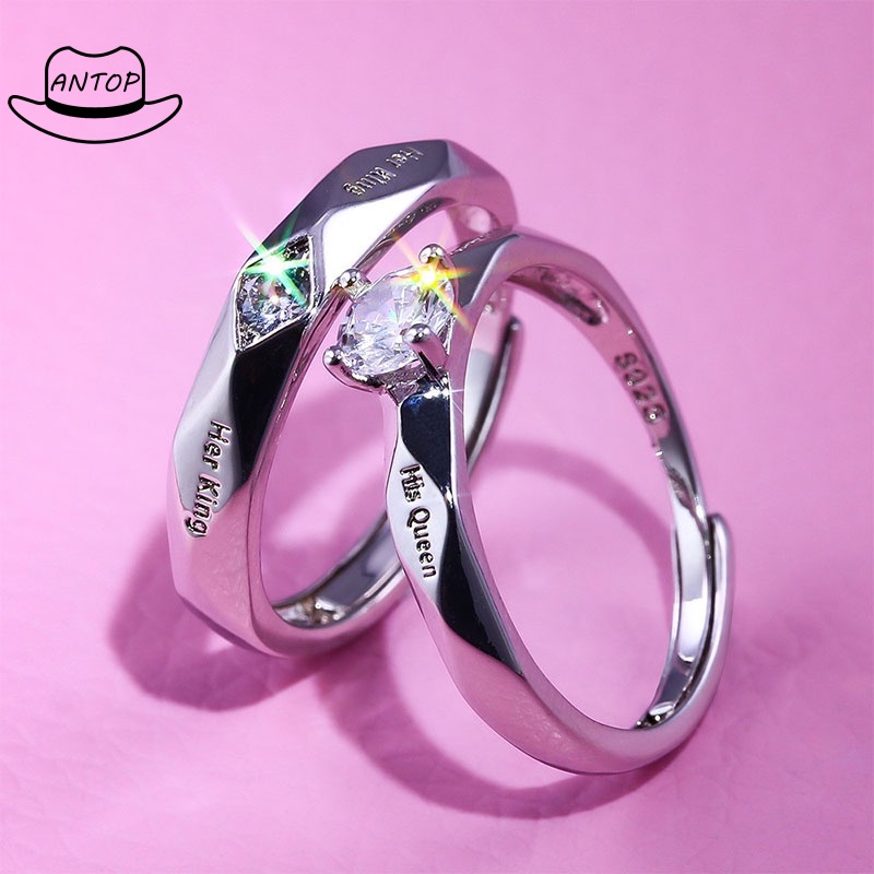 Cincin Sterling Silver 925 Dengan Cubic Zircon Lapis Emas Untuk Wanita ANTOP