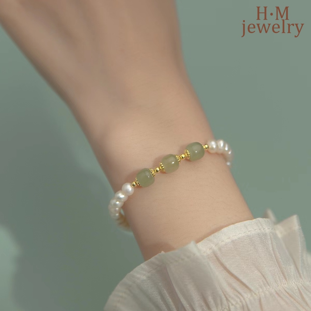 Gelang Tangan Manik-Manik Batu Jade Hetian Untuk Wanita