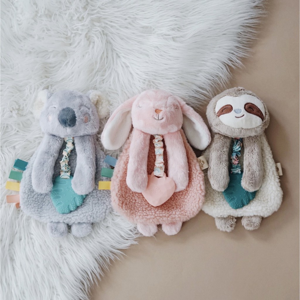Itzy Ritzy LOVEY Plush And Silicone Teether Christmas Toy Mainan Boneka Bunny Koala Sloth Soft Lucu Gigitan Bayi Soother Gums