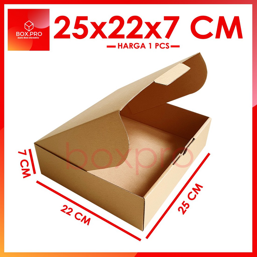 

Kardus Dus uk 25x22x7 cm (ECER) Die Cut Box Kotak Packing Aksesoris Baju Makanan Pizza Hijab Kue