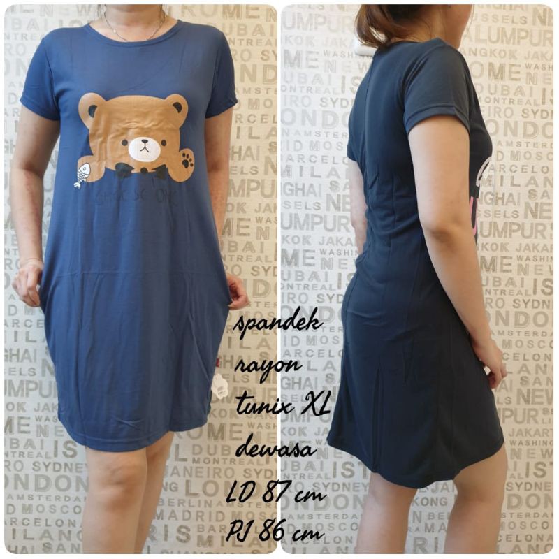 MEYGROSIR bear dress pendek XL spandex rayon impor