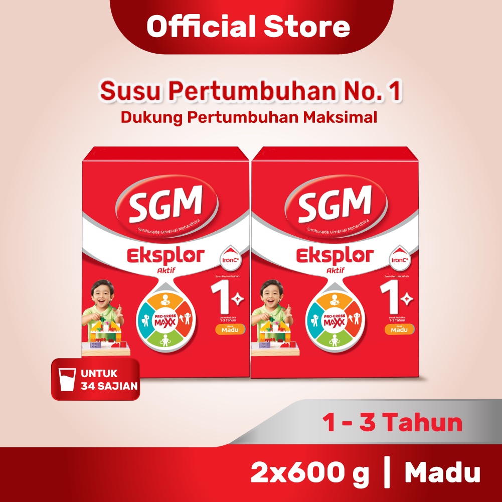 Promo Harga SGM Eksplor 1+ Susu Pertumbuhan Madu 600 gr - Shopee