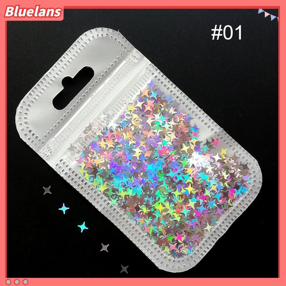 Bluelans Payet Glitter Bentuk Salib / Bintang / Kepingan Salju Untuk Dekorasi Nail Art 3D