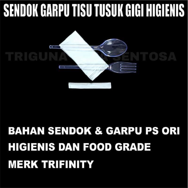 Sendok garpu tisu tusuk gigi 25set per pack higienis tissue steril bungkus plastik murah Surabaya