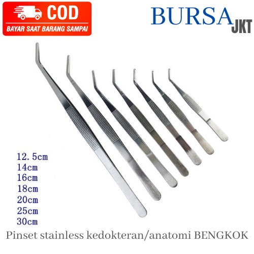 PINSET CAPIT ANATOMI KEDOKTERAN STAINLESS STEEL DENTAL MULTIFUNGSI BENGKOK CURVE 18 CM