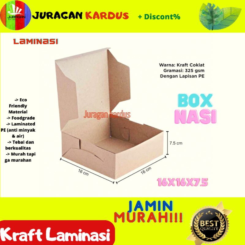 

DUS NASI 16x16x7.5 / DUS KUE / BOX NASI / BOX KRAFT