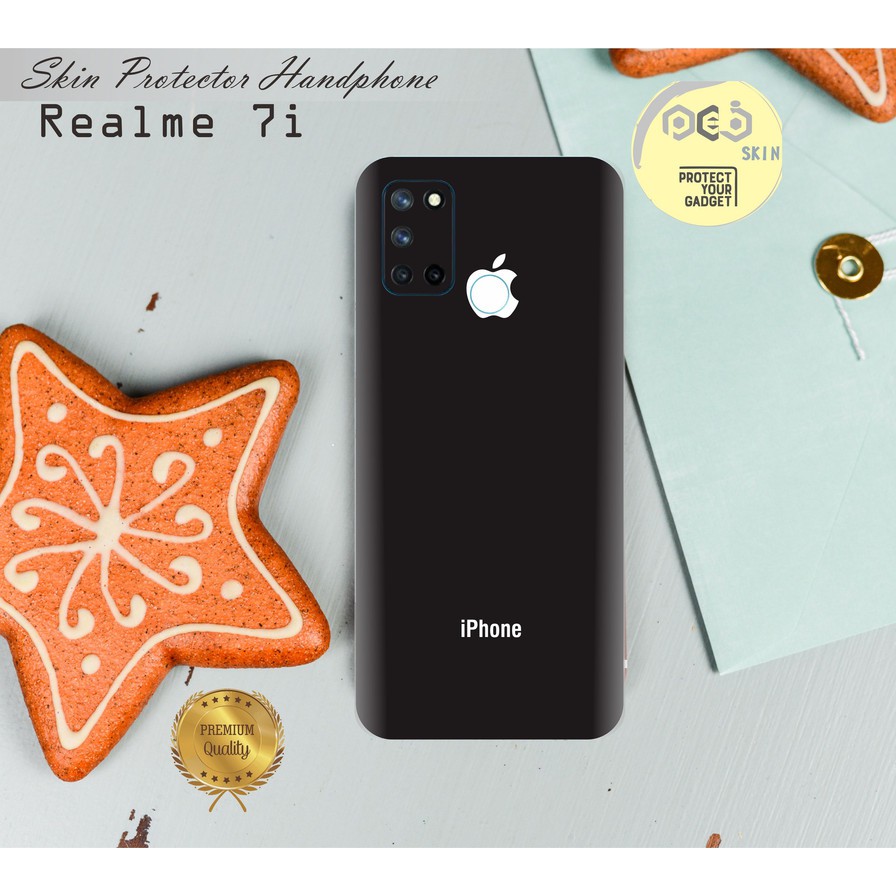 Garskin HP Realme 7i Motif Iphone Black   - Free custom Motif