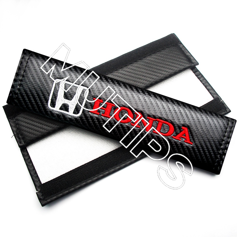 Honda 2pcs Bantalan Busa Bahu Sabuk Pengaman Mobil Motif Carbon Fiber Untuk Civic CRV HRV BRV Accord Jazz