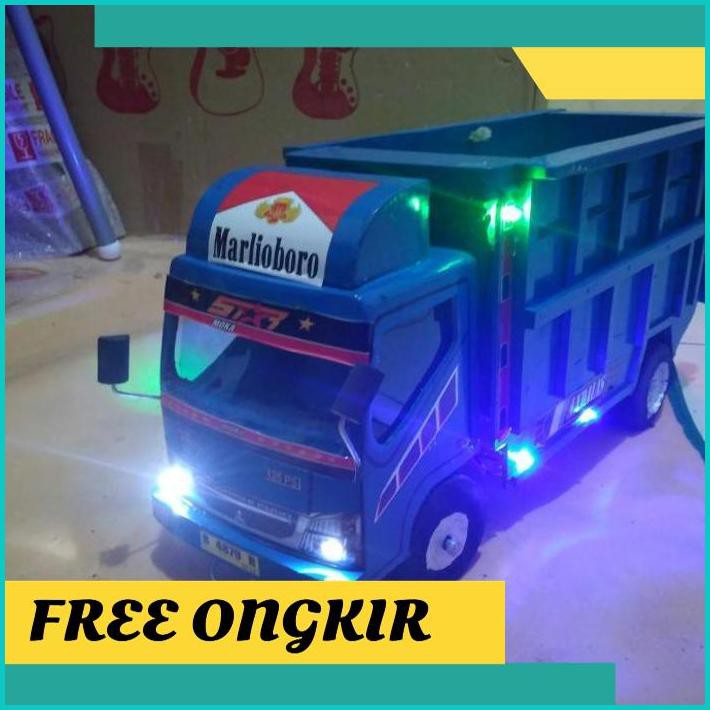 DISKON mainan mobil Truk Kayu / miniatur truk kayu - Pakai Lampu Led AR234