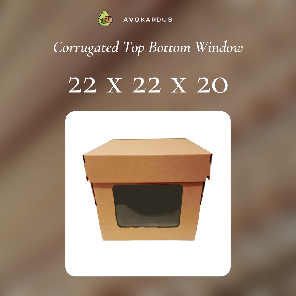 

Kardus Corrugated Cake Tinggi Die Cut 22x22x20 Top Bottom Window Kotak Dus Roti Tart Ulang Tahun