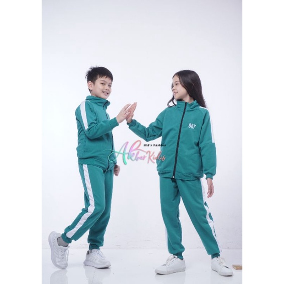 jaket squid game jaket anak squid game stelan jaket anak squid game (unisex) 2-9 tahun