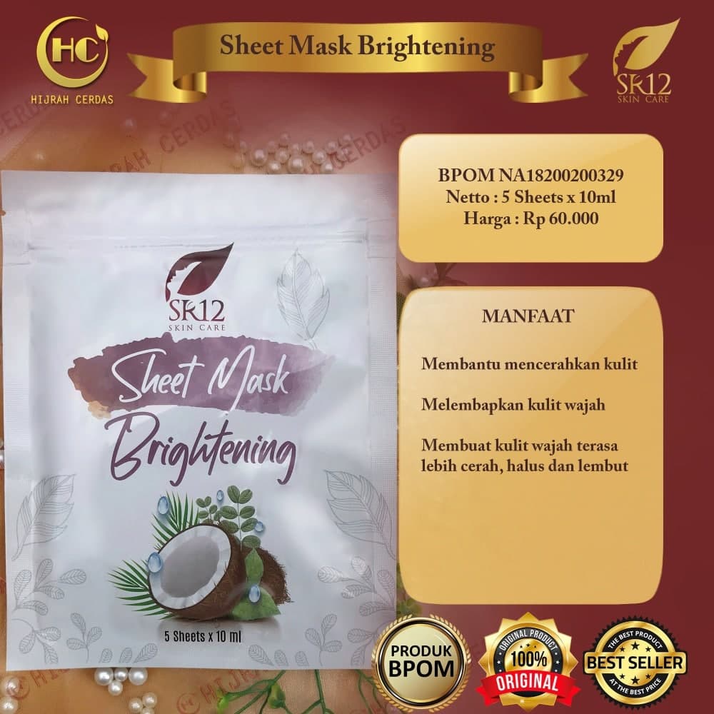 SHEET MASK BRIGHTENING SR12 / SHEET MASK BRIGHTENING / SHEET MASK SR12 / SHEET MASK / MASKER WAJAH