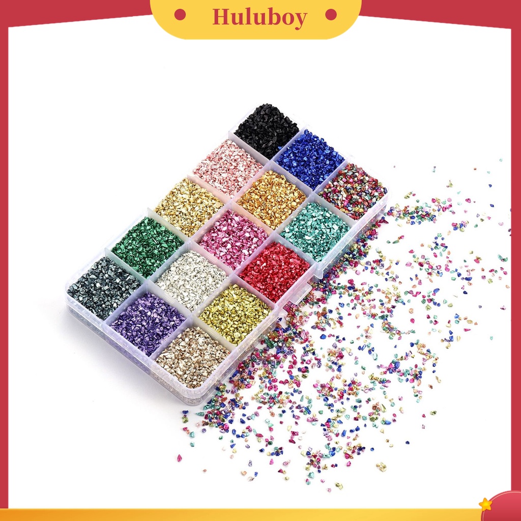 Huluboy Huluboy♡ 1 Kotak Berlian Imitasi Sequin Glitter Fragment Warna Untuk Dekorasi Nail Art