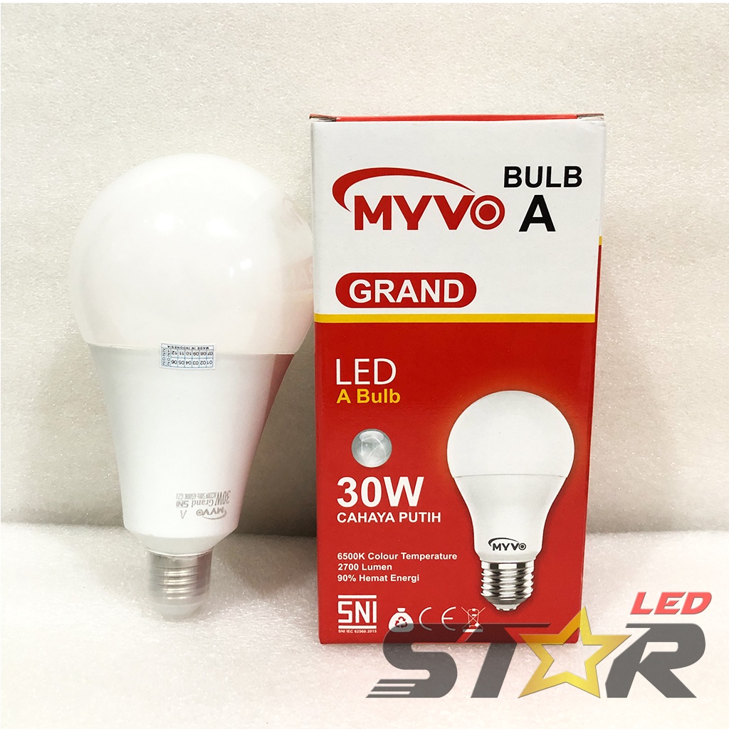 MYVO Grand Bulb A LED 30W Lampu Bohlam Bulat Murah Hemat Energi Irit Listrik Super Terang 30 WATT Star