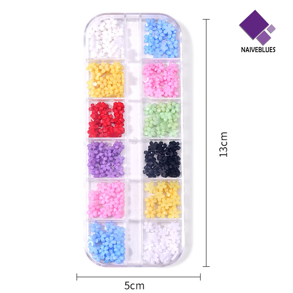 Naiveblue 1 Kotak Bunga Resin Dekorasi Nail Art Efek Visual Anti Pudar