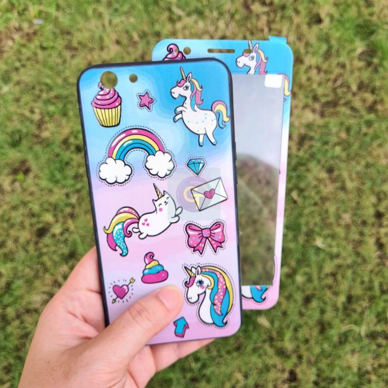 Case Fuze Disney + Tempered For Hp Oppo F7 A71 A83  Vivo V7+ V9 Y65