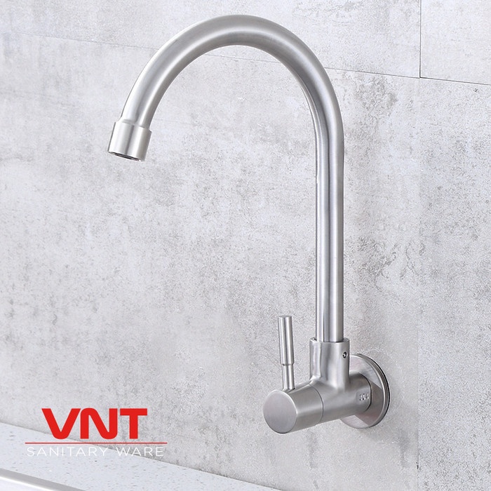 VNT Keran Cuci Piring Leher Angsa Stainless SUS304 Kran Sink Dapur Tembok