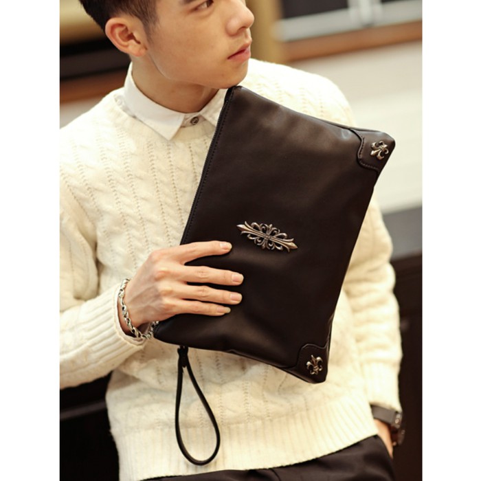 Tas Tangan Pria Hand Bag Clutch Jinjing Kulit Cowok Tote Handbag Terbaru Pegang Bawa