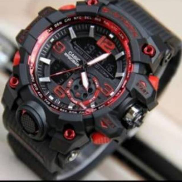 Jam Tangan Sport Casio Gshock GG1000 Water Resist Renang - Hitam lis Merah