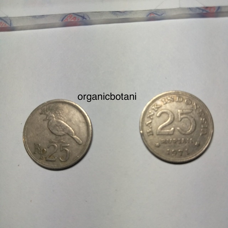 Uang Logam 25 Rupiah ASLI Tahun 1971. Uang Logam Kuno Asli Kondisi Bagus.