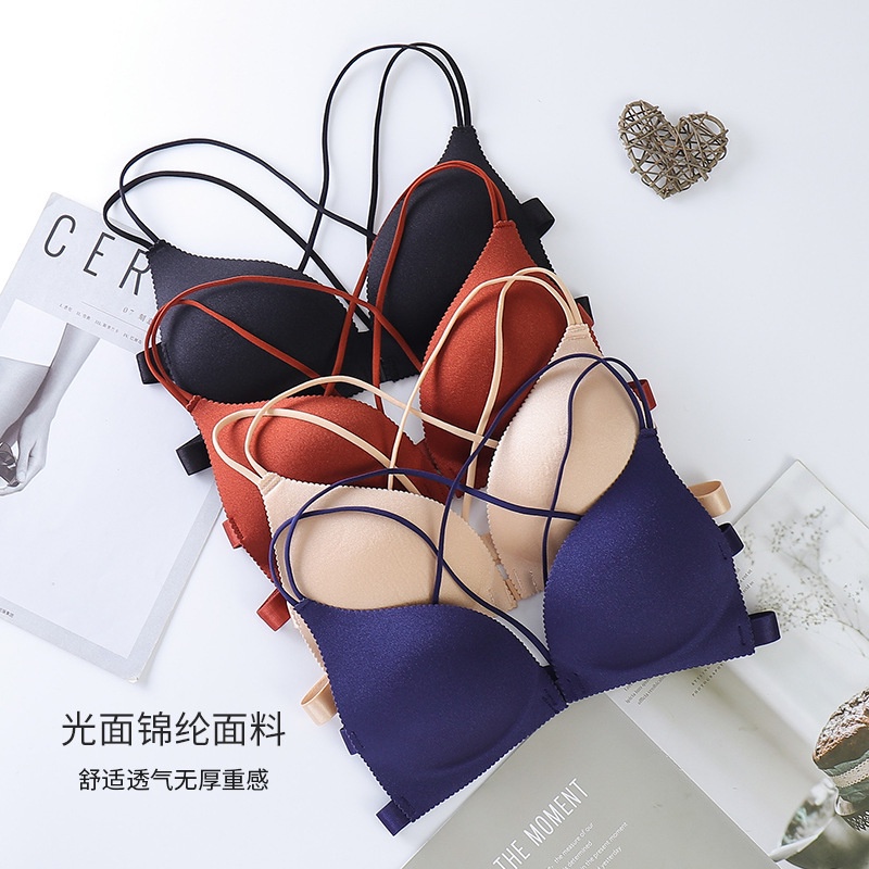 Bra 3D Push Up Bra tanpa kawat kait depan pakaian dalam wanita fashion seksi