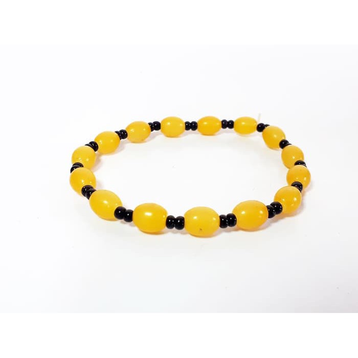 Gelang Pria Wanita Batu Giok Kuning Oval 6mm - Gelang Terapi