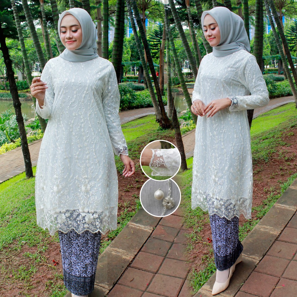 NOV&gt; NEW TUNIK MAISYA TULLE  / TUNIK TULLE BORDIR MUTIARA / BAJU KEBAYA MODERN TUNIK BORDIR