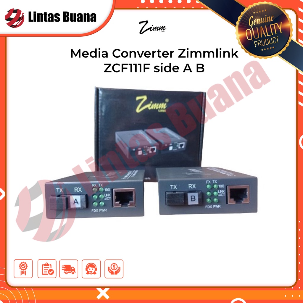 Media Converter Zimmlink 10 100 Mbps ZCF-111F side A B