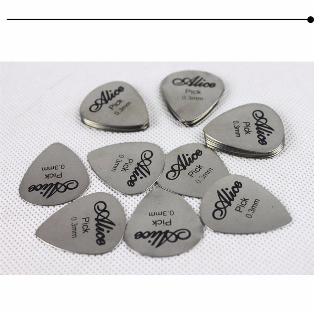 [Elegan] Picks Gitar Aksesoris Gitar Silver Metal Bass Tipis