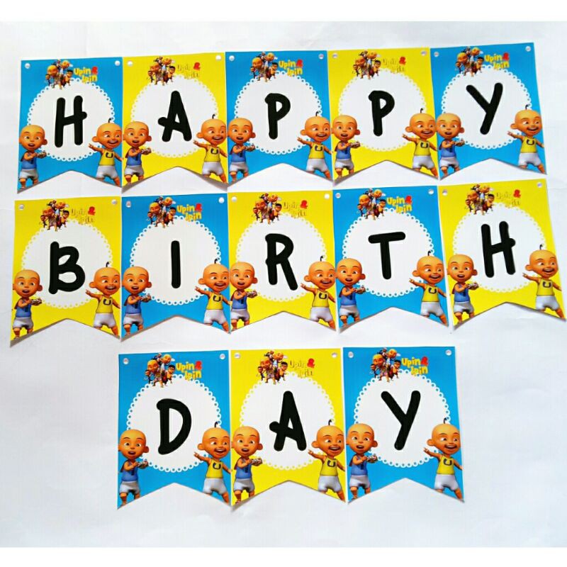 banner bunting garland flag happy birthday ulang tahun hbd ultah karakter upin ipin upinipin